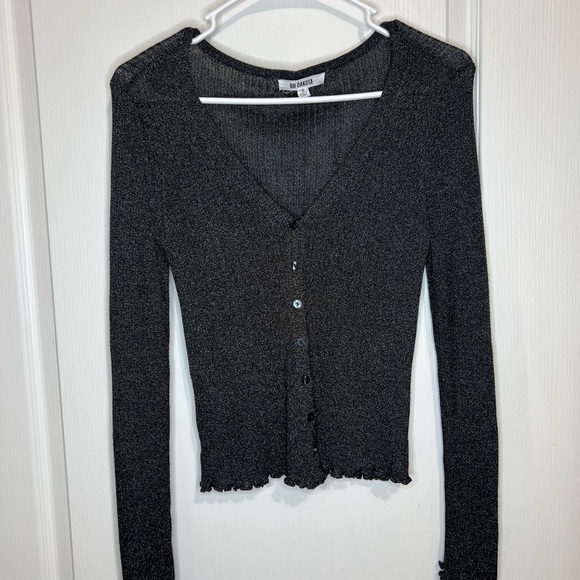 BB Dakota Honey I Shrunk The Metallic V-Neck Cardigan size S - Picture 4 of 16